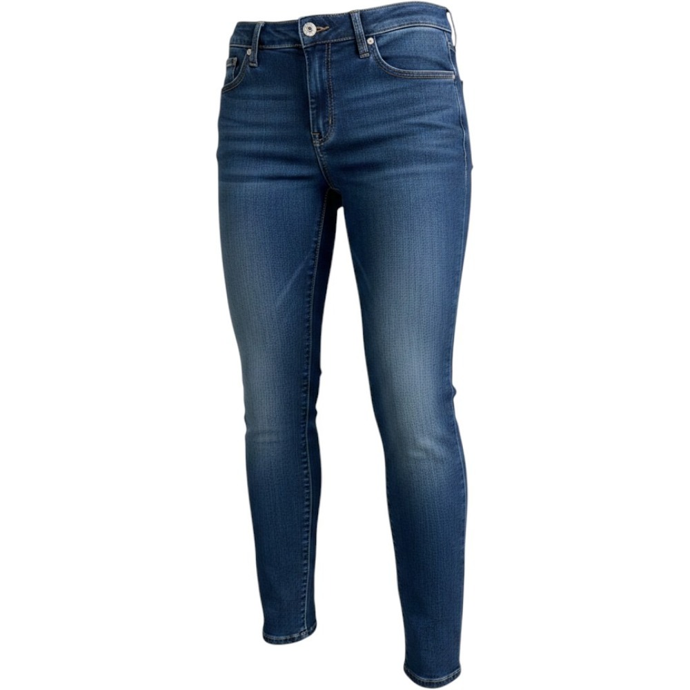 Womens Skinny Jeans Dark Wash Indigo Size 12 Mid Rise Denim Stretch Slimming